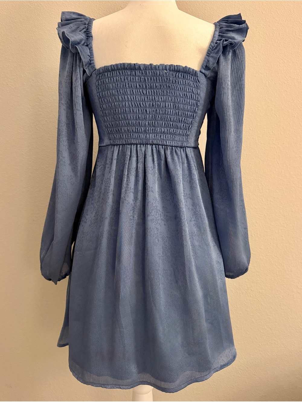 NWOT Altar’d State Harriet Blue Floral Long Sleeve Mini Dress Size S - Picture 4 of 9